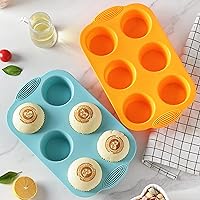 Vista 6 de 2PCS Silicone Muffin Cupcake Pan Molds, Ohola 6-Cavity Nonstick Silicone Muffin Pans for baking, Perfect for Cupcakes, Muffin, Brownies and More
