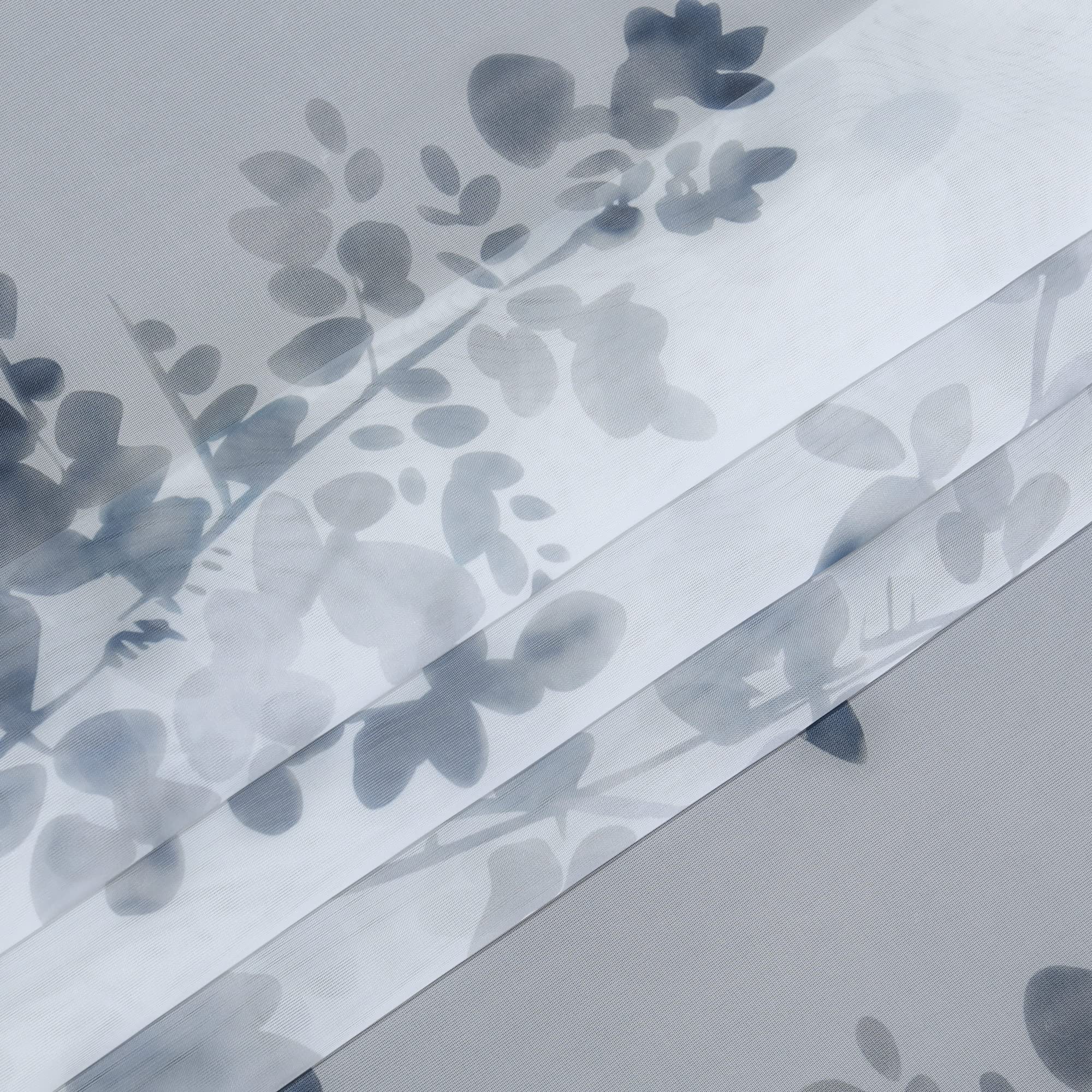 Joyswahl Voile Raffgardine mit Klettband »Luca« Floral Motiv Raffrollo mit Klettschiene halbtransparente Küche Gardine,Grau BxH 120x140cm 1 Stück