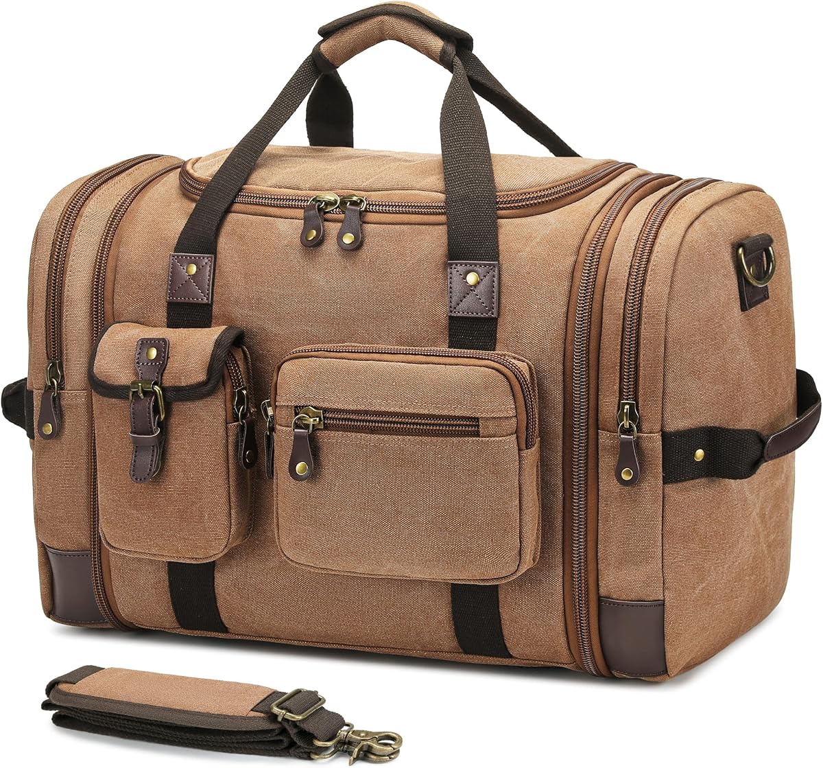 Bolsa de lona para viajes, bolsa de viaje de fin de semana de 55 L para hombres y mujeres, bolsas de mano vintage para aviones