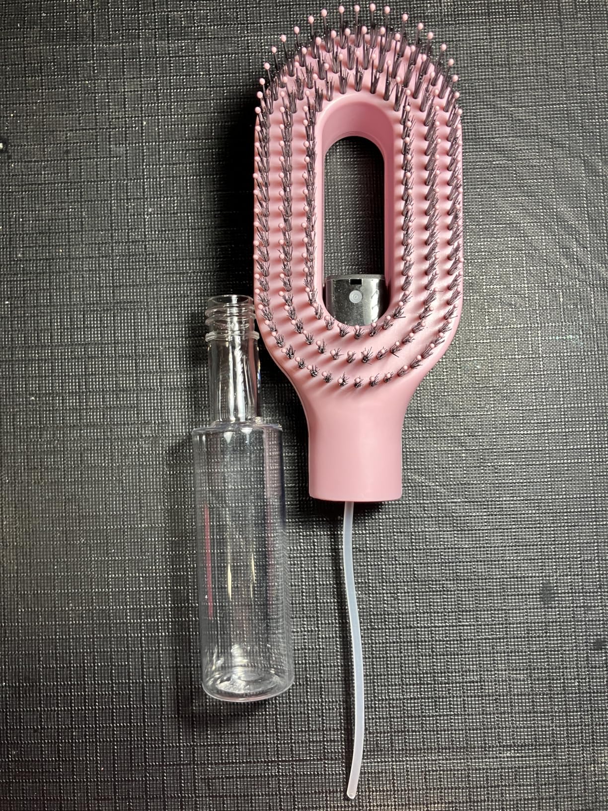 FlyLanyards 2-in-1 Detangler Hair Brush, With Built-In Mister Spray, Wet & Dry Detangling Brush for Curly, Wavy & Straight Hair | No-Tangle Anti-Frizz Hair Care Brush,Water Reservoir 50ml. (Pink)