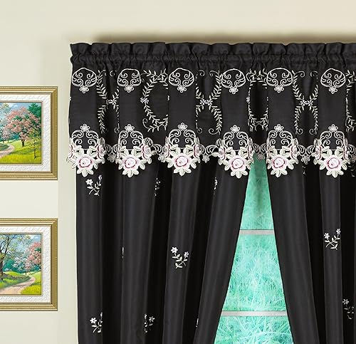 Vista 64 de Today's Curtain Verona - Persiana bordada inversa, 63 pulgadas, color crudo/antiguo