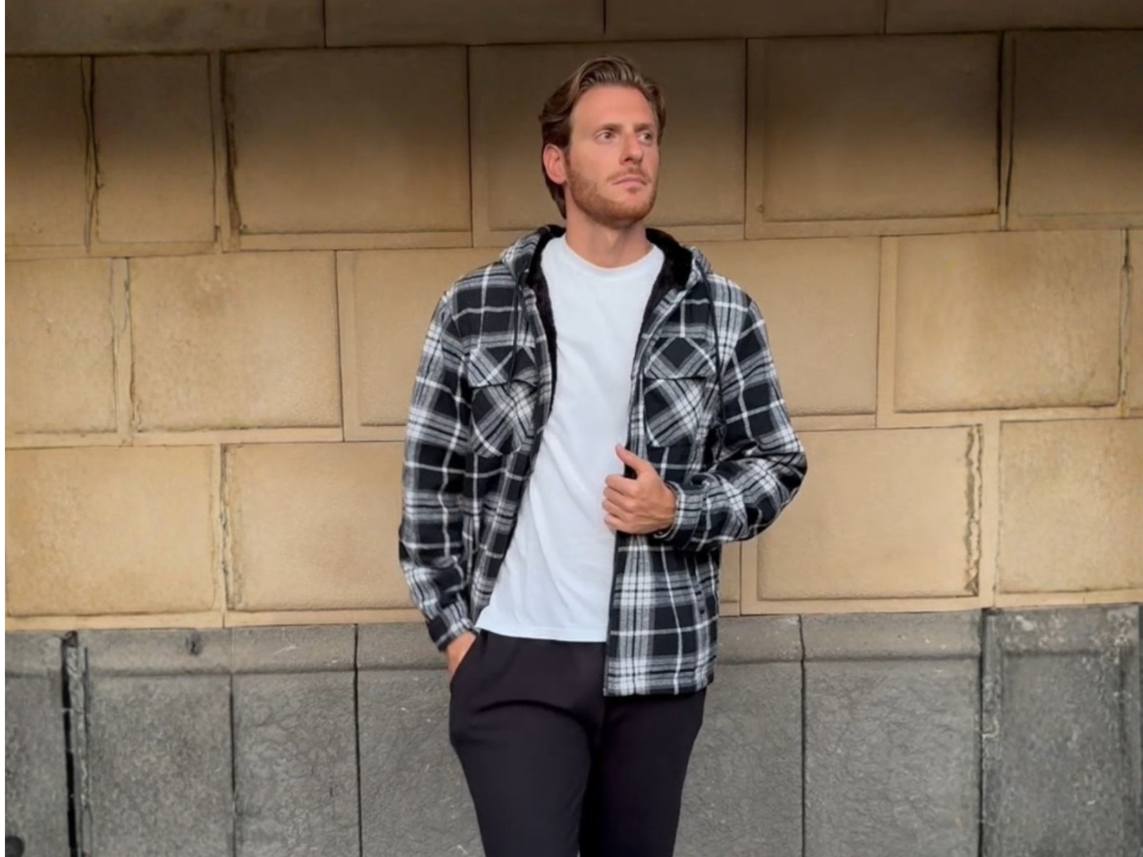 Ceoutdoor Mens Flannel Hoodie Jacket Fleece Lined Flannel Shirt