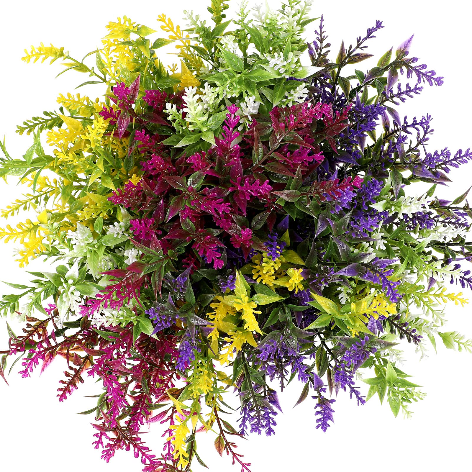 Xinnun 24 fasci di piante artificiali da esterno, resistenti ai raggi UV, fiori finti per esterni, margherite, peonie, lavanda, verde finto per primavera, estate, giardino, portico, esterno e interno