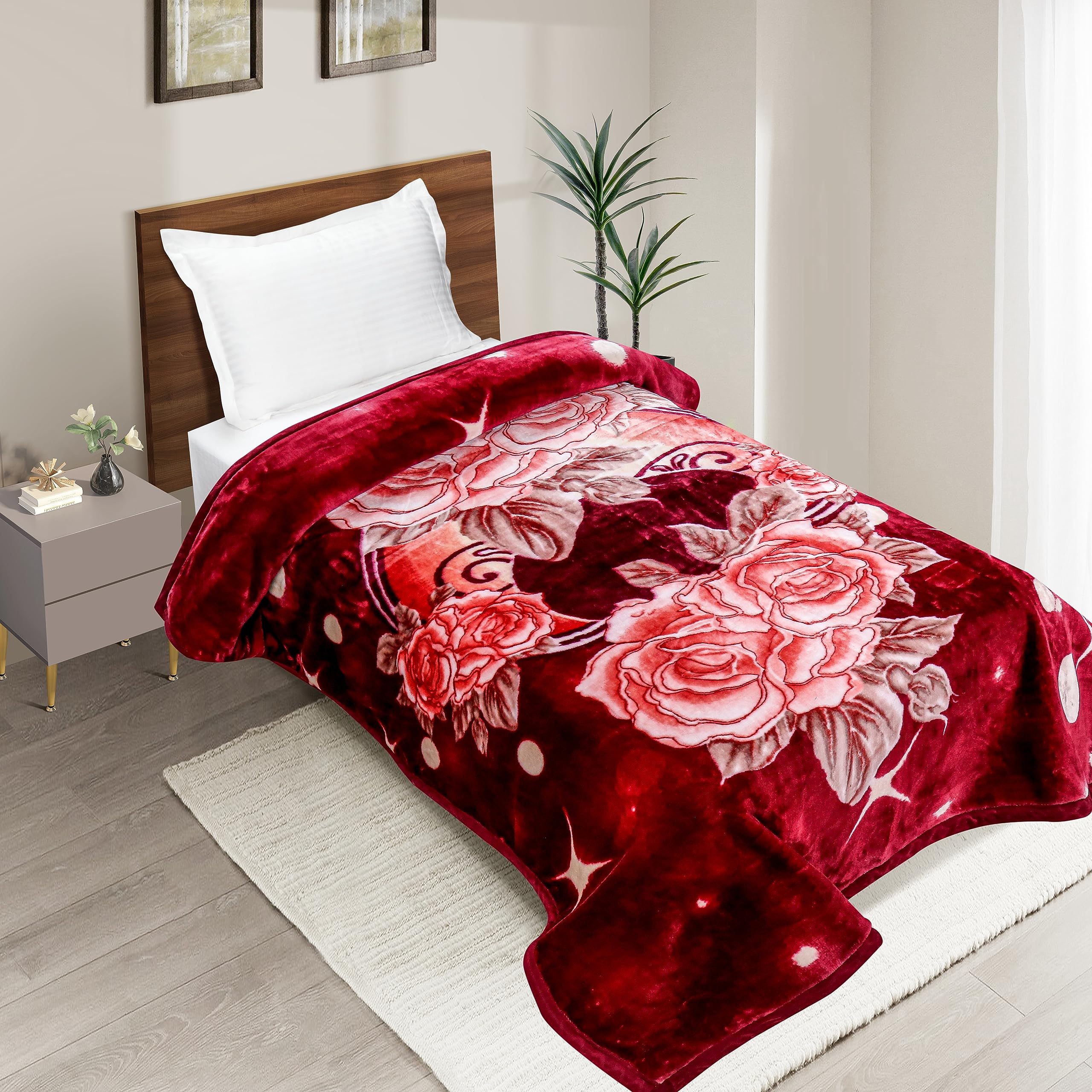 EliteHome Elite Home Double Layered Mink Ultrasoft All Season Blanket-Red -160 * 220