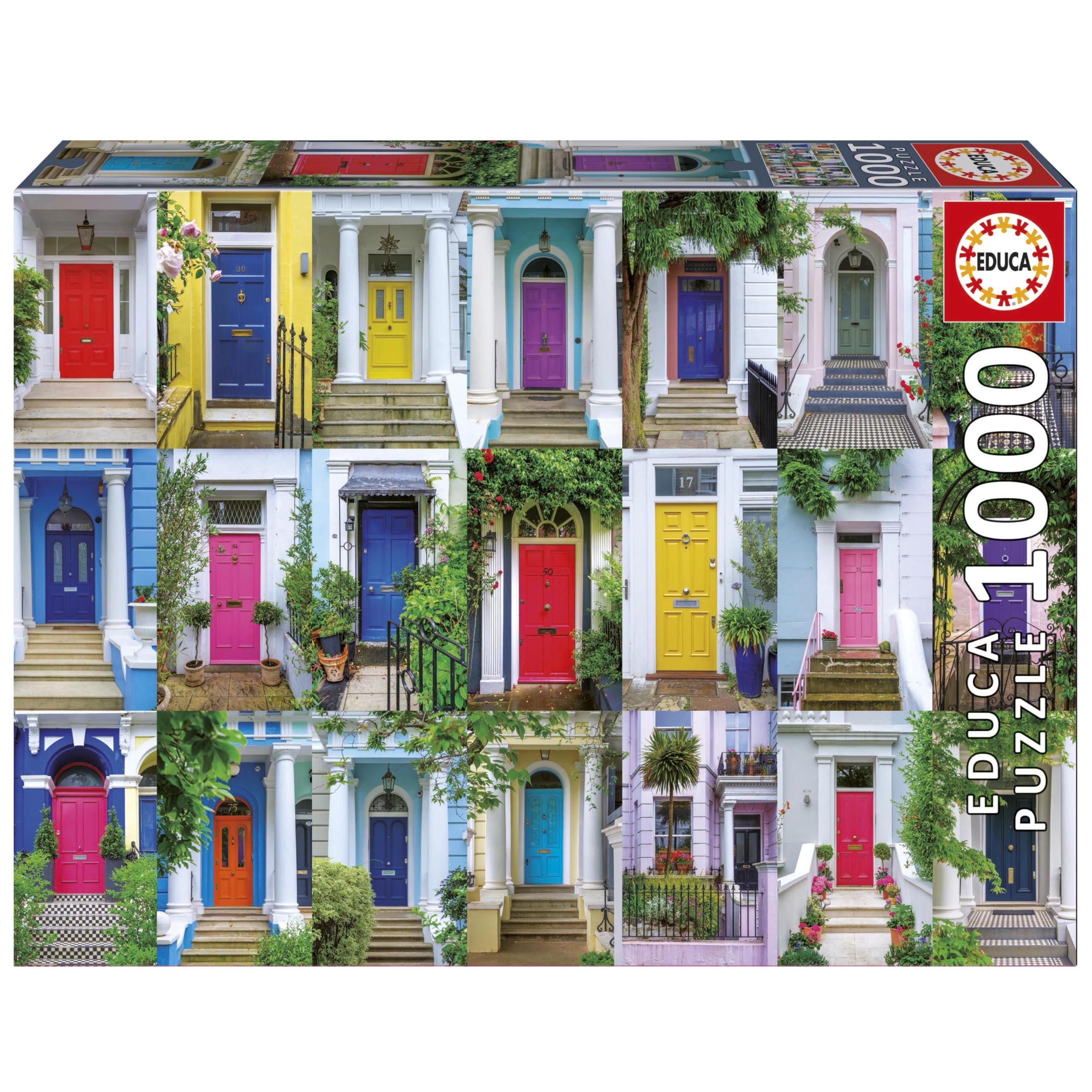 Educa - 1000 Piece Doors of Notting Hill Jigsaw Puzzle for Adults | London Colourful Houses Theme Decorative Gift | Ages 14+ (20177)