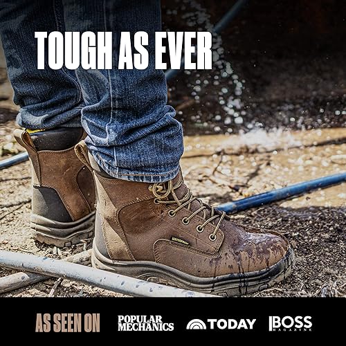 Miniatura 2 de EVERBOOTS - Botas de trabajo de cuero impermeables para hombre, modelo ultra seco, ligeras, botas de tobillo para construcción, techos, caza,