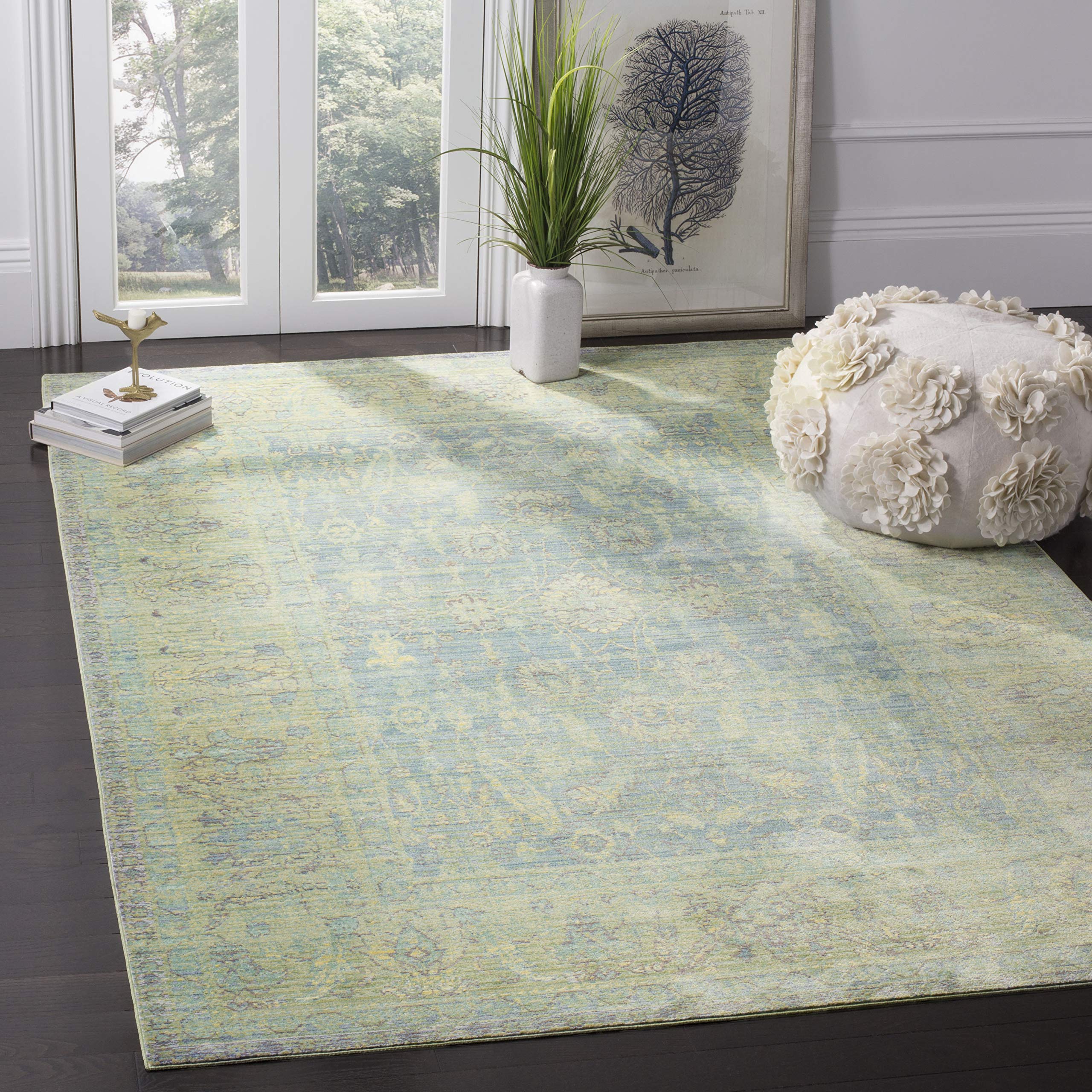 SAFAVIEH Boho Teppich - Valencia Kollektion, Kurzer Flor In Blau & Multi, 61x91 Cm | Für Wohnzimmer, Esszimmer & Schlafzimmer