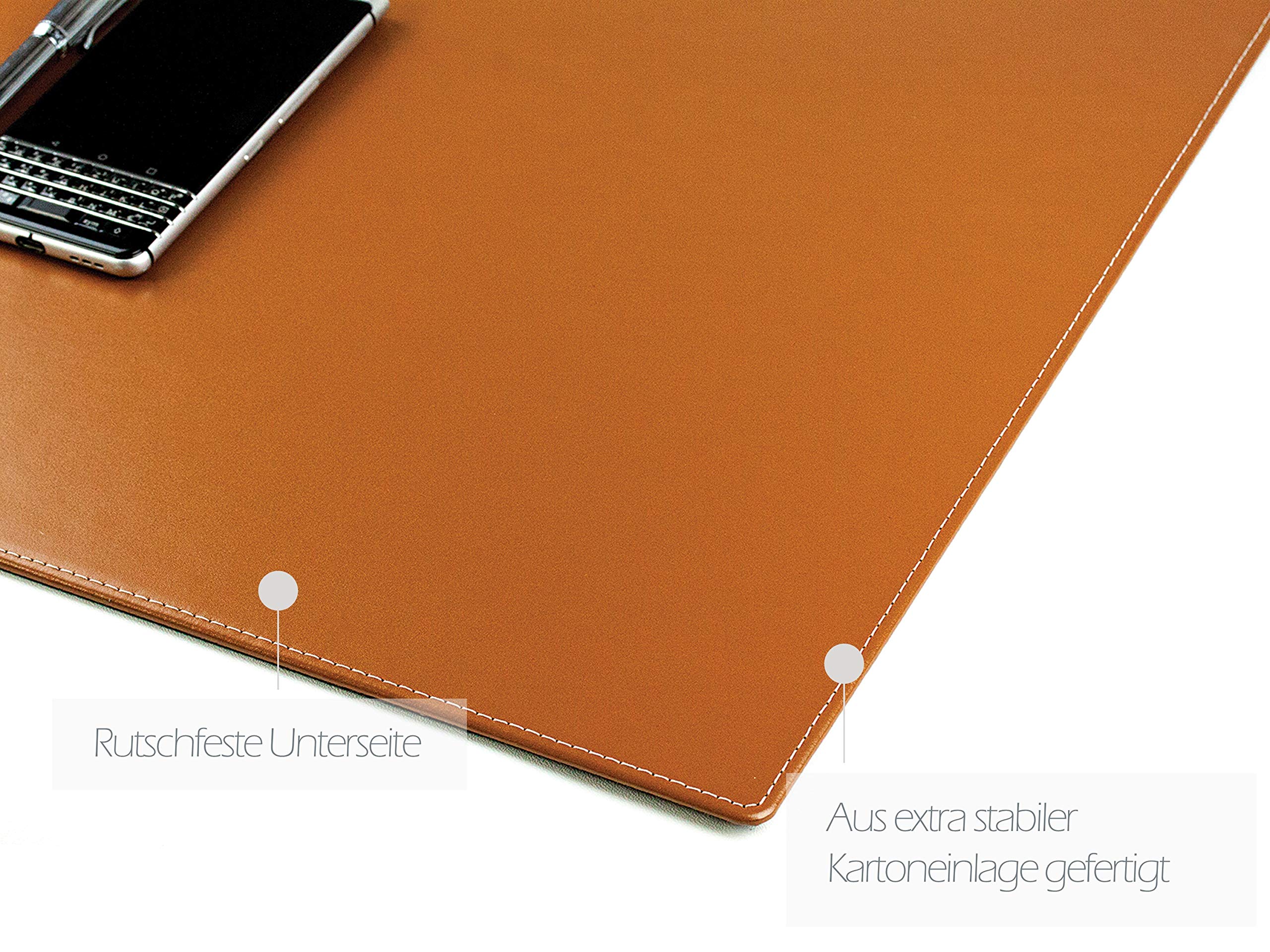DELMON VARONE - Personalisierbare Schreibtischunterlage Cambridge Top Grain Leder braun, Rutschfeste Echtleder Schreibunterlage abwaschbar, Schreibtisch Unterlage geeignet als Mauspad, 60x40 cm