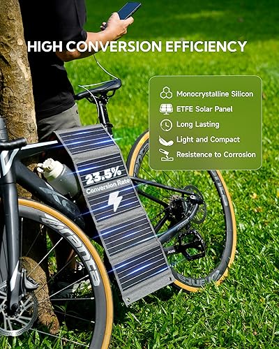 Miniatura 4 de LUMOPAL Panel solar plegable de 30 W, cargador solar portátil con PD USB-C 30 W USB-A de 18 W de salida máxima, panel solar de mochilero para