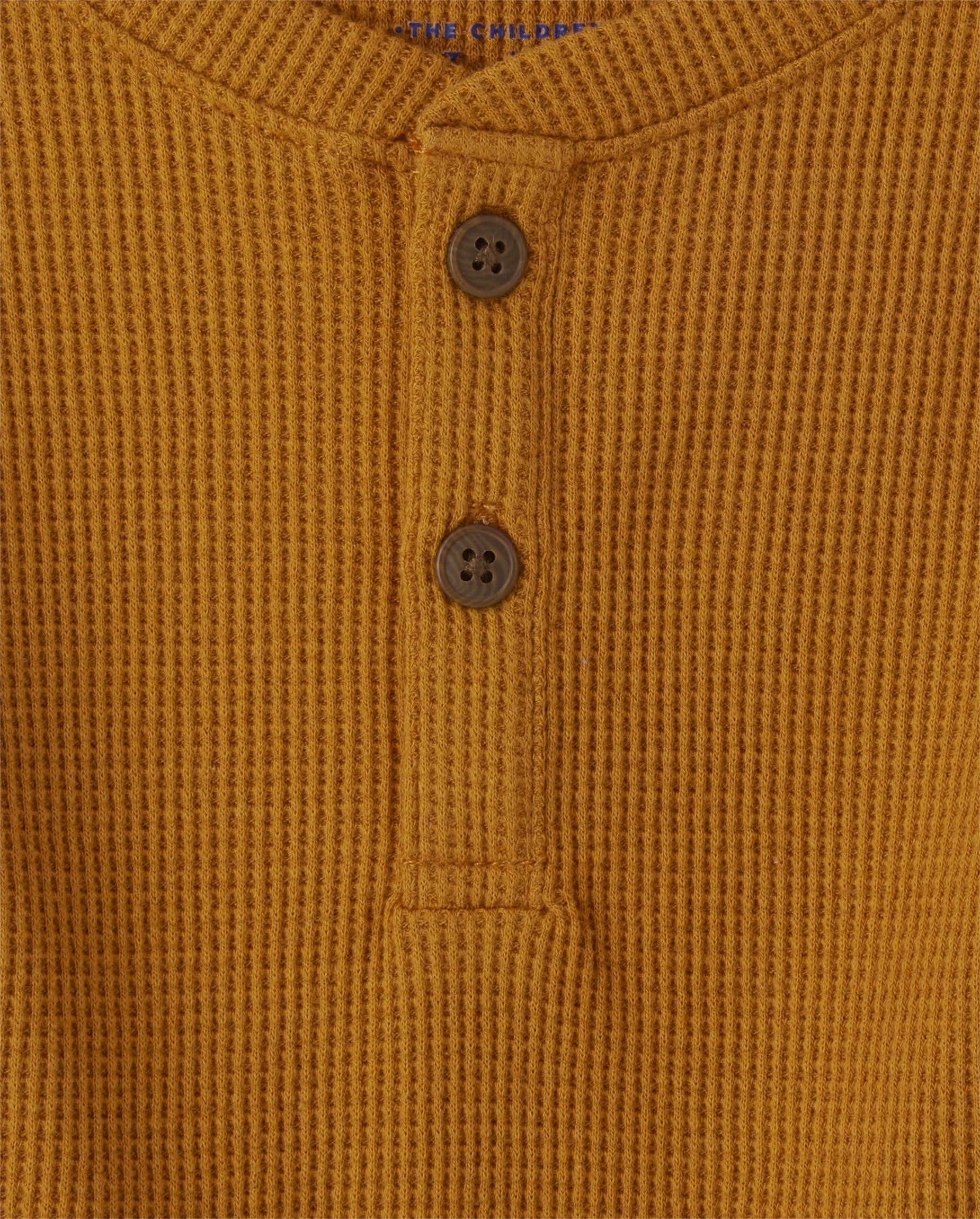 The Children's Place Baby Boys' and Toddler Long Sleeve Thermal Henley Shirt, Honey Comb, 3T