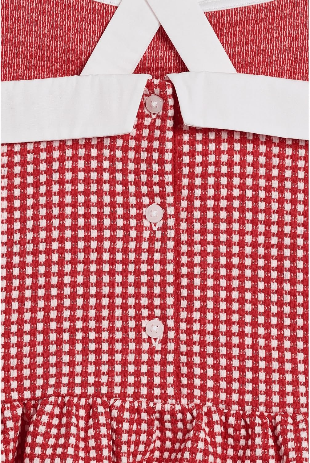 Gingham Jacquard Peplum Top, RED, 6