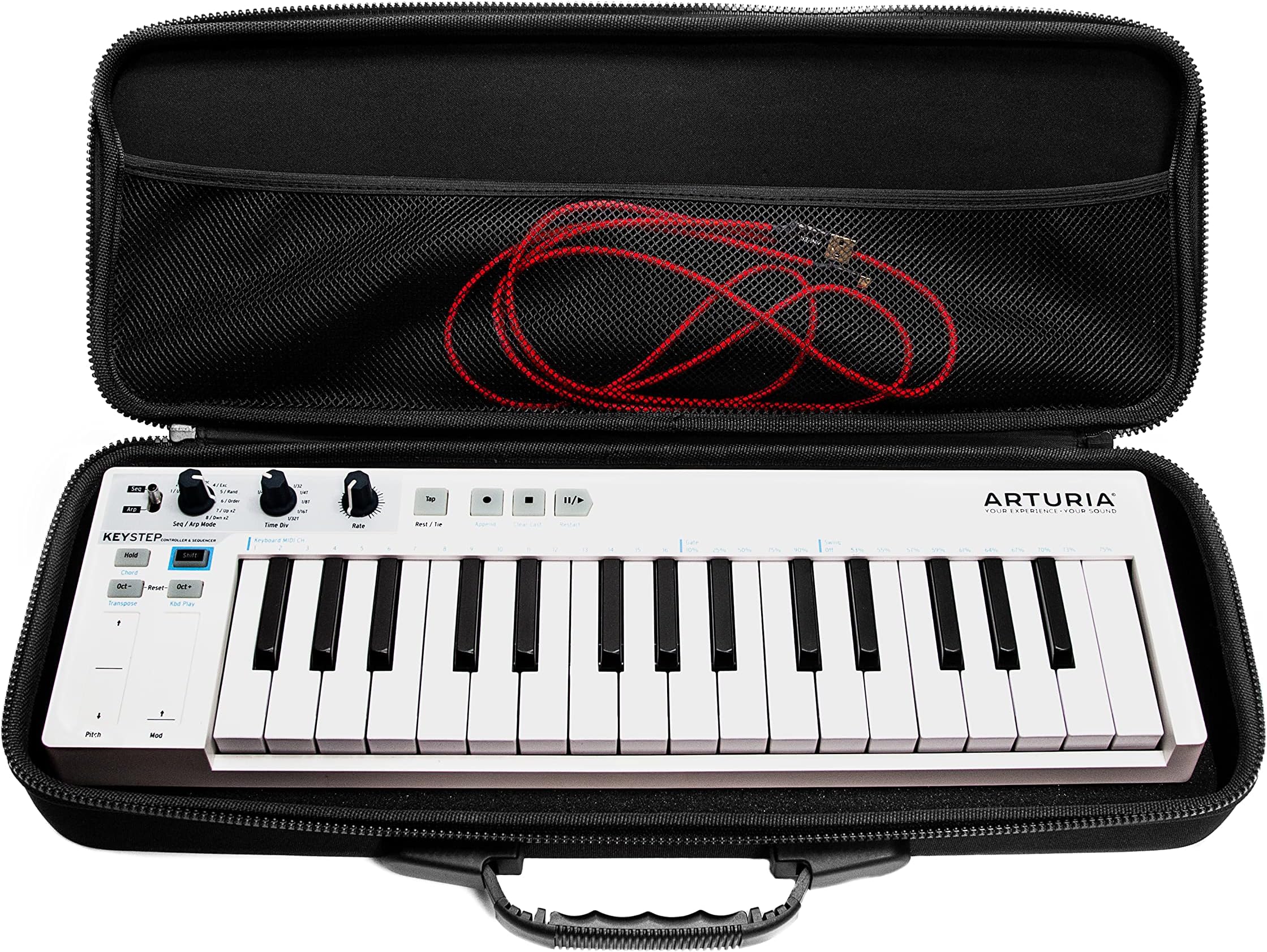 PULSE Case for Arturia KeyStep, Native Instruments M32 or comparable midi controllers (transport case made of durable, moulded EVA/nylon, with robust rubber handle), black