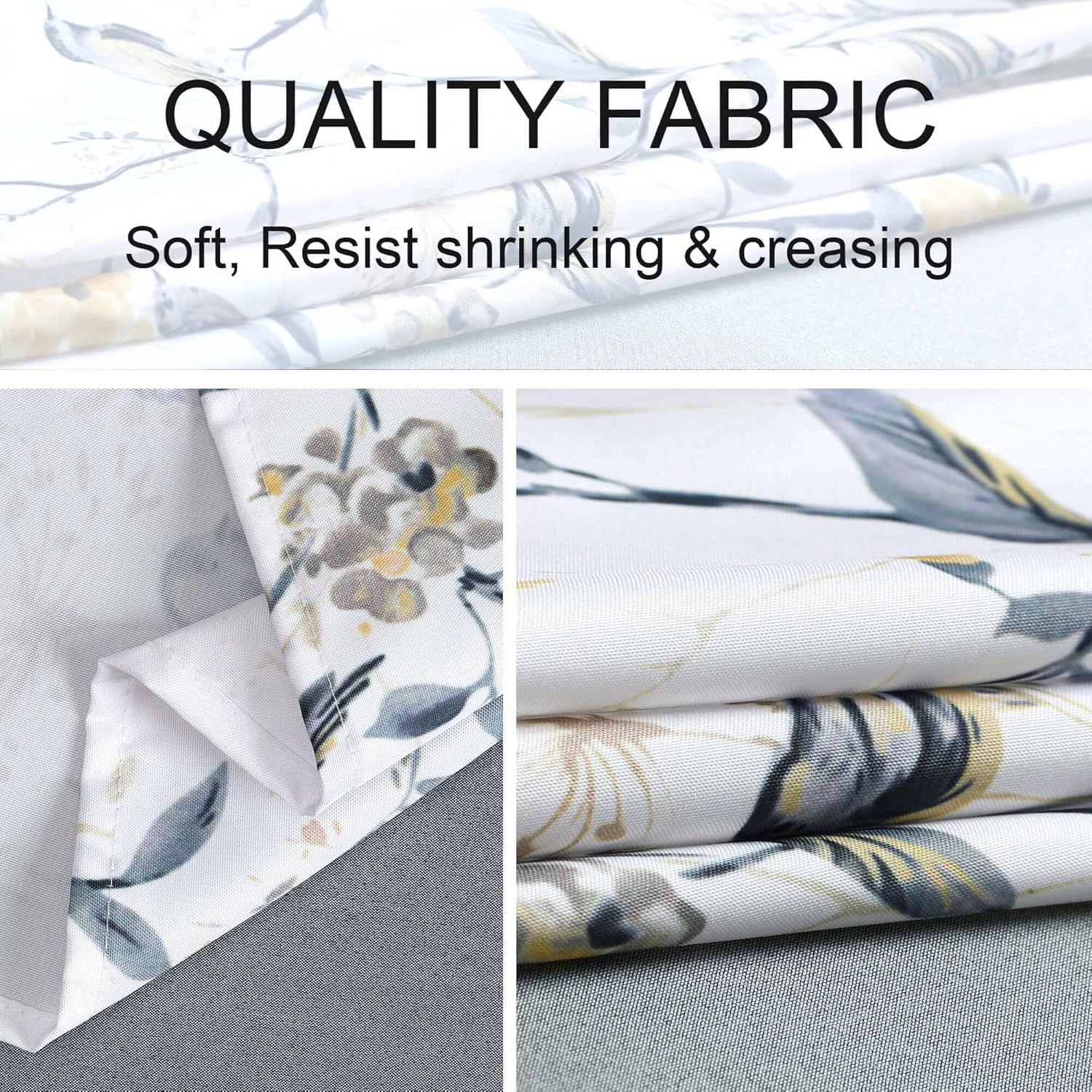 Leeva Polyester Fabric Tablecloth for Picnic, 1 Pack Washable Vintage Style Table Cover for Cafe Restaurant - Gray Birds Print, 60 x 60 Inch, Round