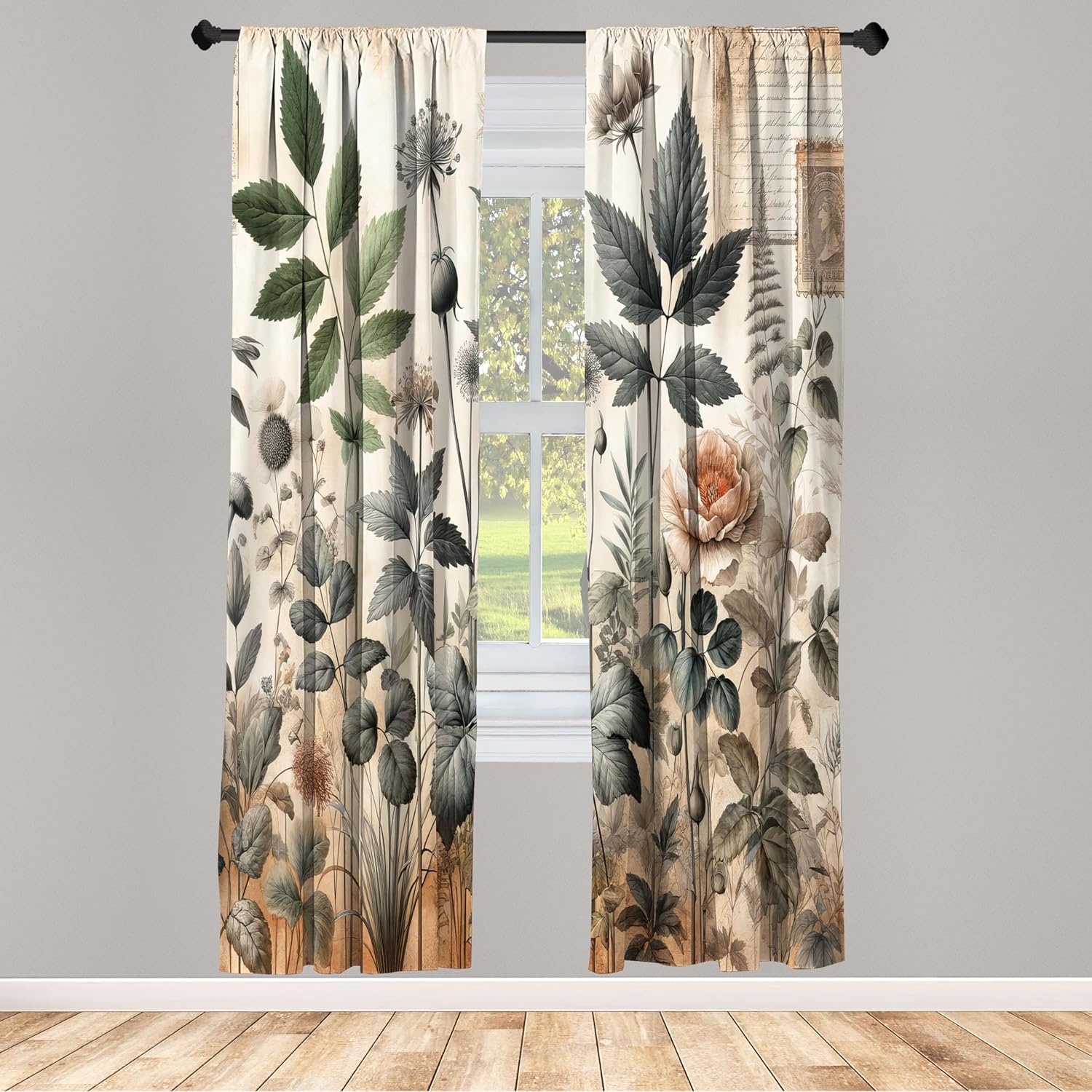 Ambesonne Abstract Window Curtains, Arching Round Blots and Vertical Stripes Retro Cultural Design, Lightweight Decorative 2-Panel Set & Rod Pocket, Pair of - 28" x 84", Apple Green