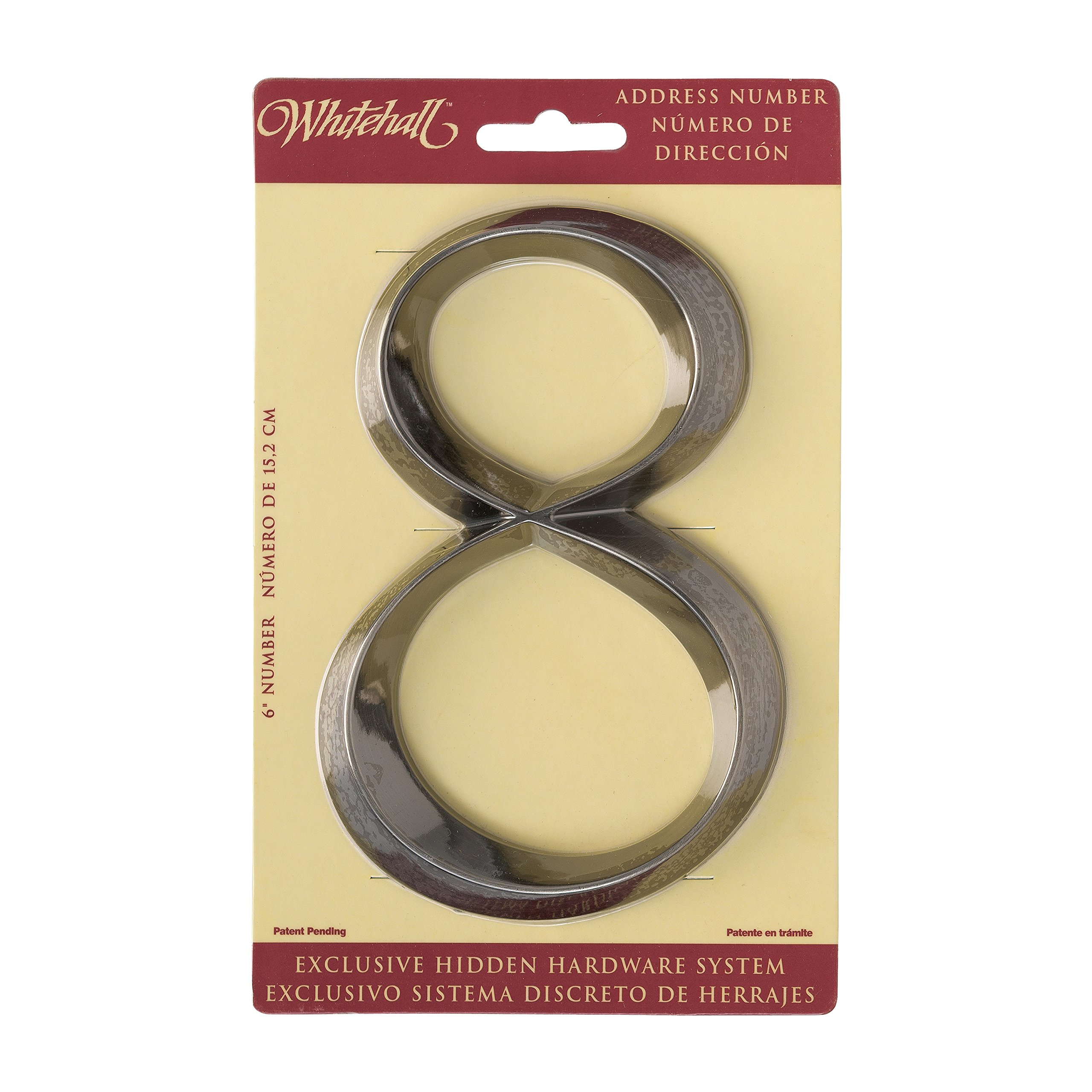 WhitehallProducts Classic 6 Inch number 8 Polished Nickel, 6 Inch