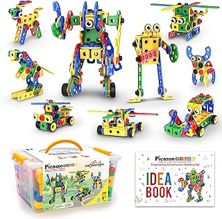 201pc STEM Learning Block Construction Kit with Power Drill and Clickable Ratchet Educational Engineering Toy Set Kids Age 3 Plus Preschool Activity Creative Play with Idea Book PTN201