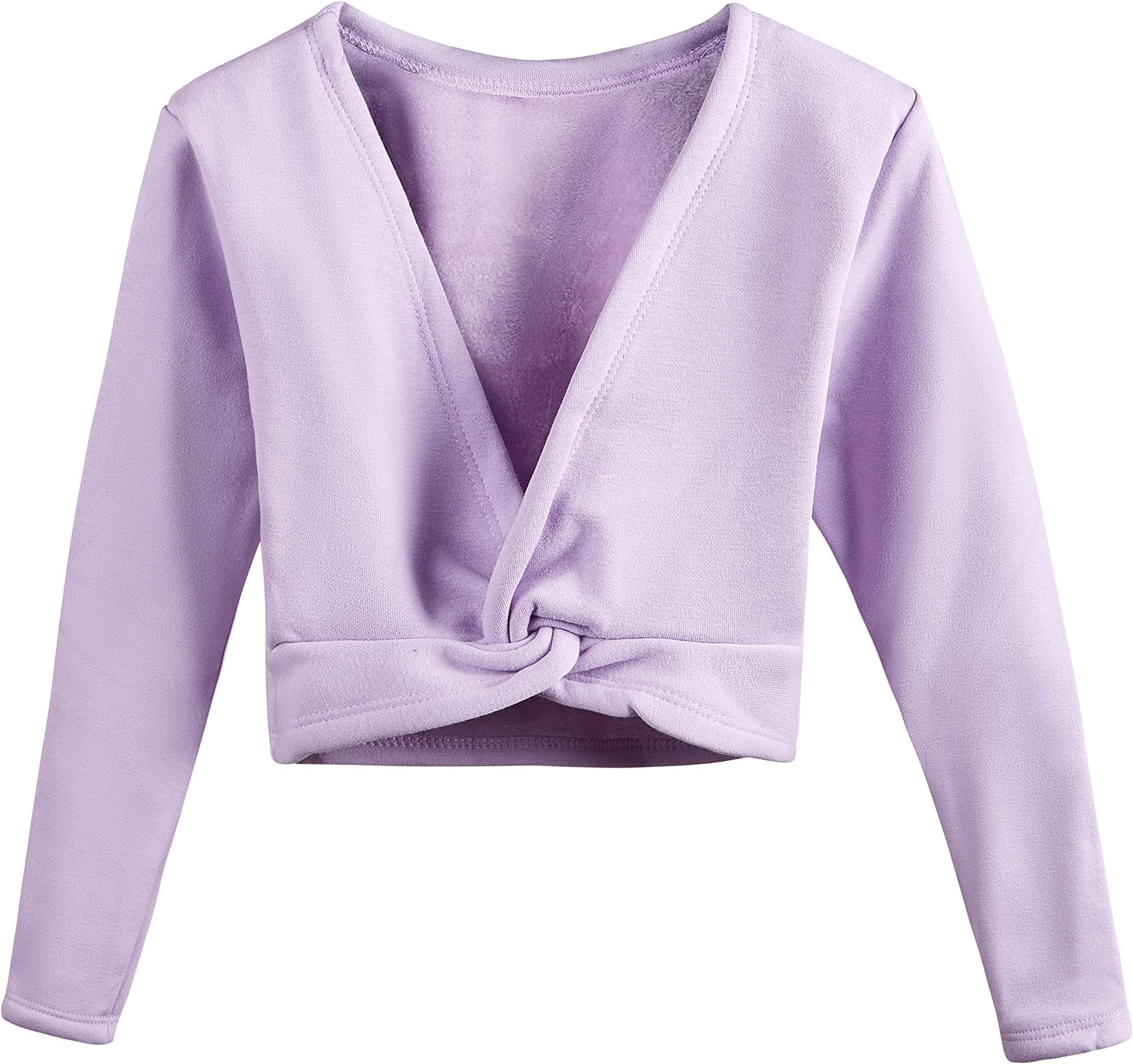 MulnallGirls Ballet Wrap Tops Leotard Long Sleeve Dance Wraps Sweater Gymnastics Cardigan,Velvet Inner