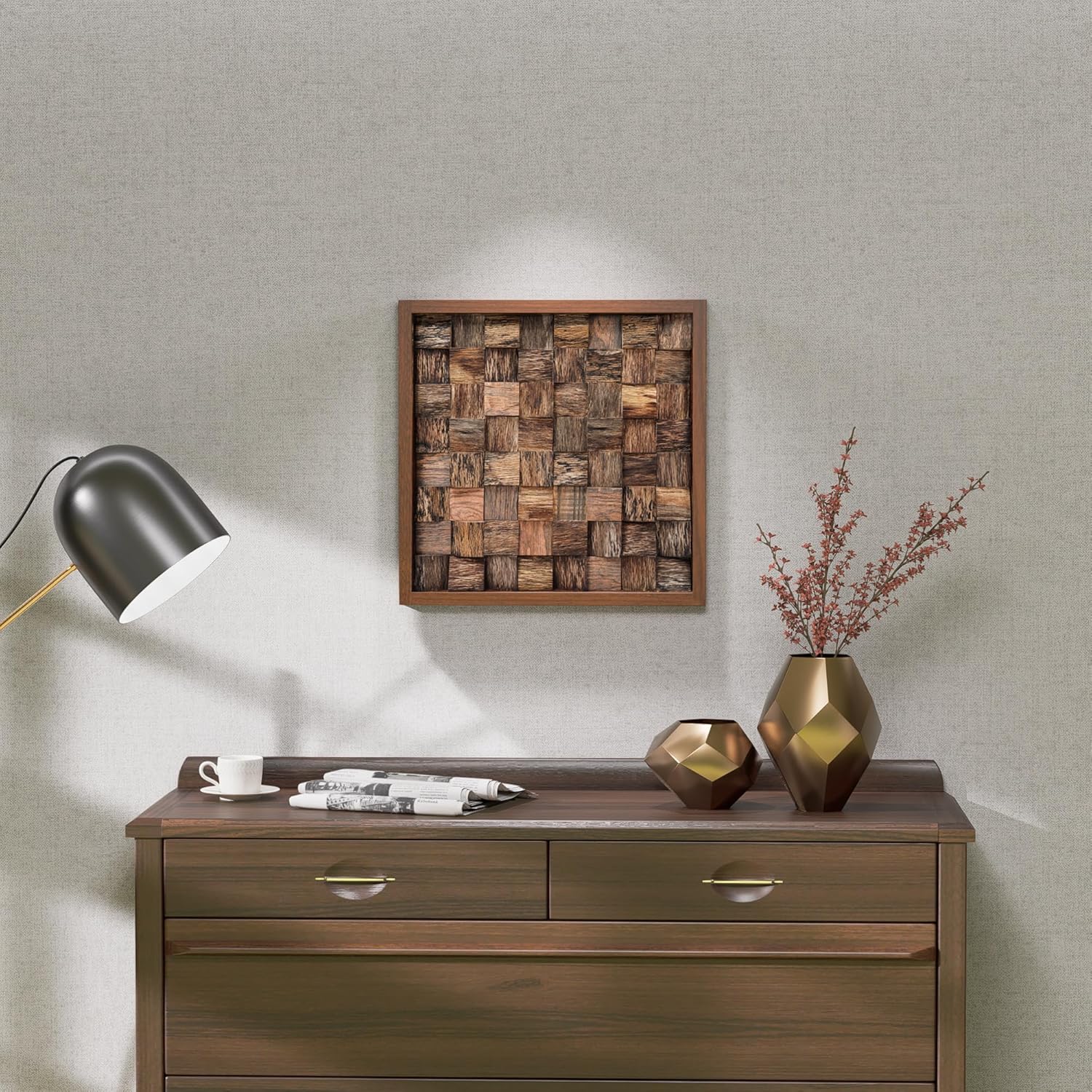 Rustic 18" x 18" Hardwood Abstract Wall Art