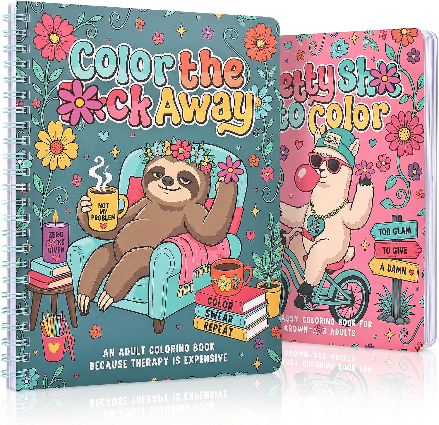 Beautiful Coloring Book Set of 2 for Adult Relaxation - Funny Designs