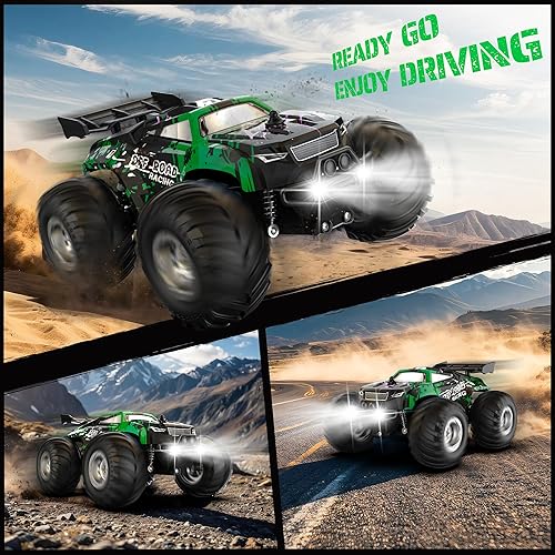 Miniatura 9 de Auto a control remoto, camión de control remoto todo terreno para niños de 8 a 12 años, faros, motores duales, 120, 6.2 mih, 2.4 GHZ, apto para