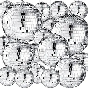 17 Pack Large Disco Ball Hanging Disco Ball Small Disco Ball Mirror Disco Balls Decorations for Party Wedding Dance and Music Festivals Decor Club Stage Props DJ Decoration (8, 6, 3.2 Inch)