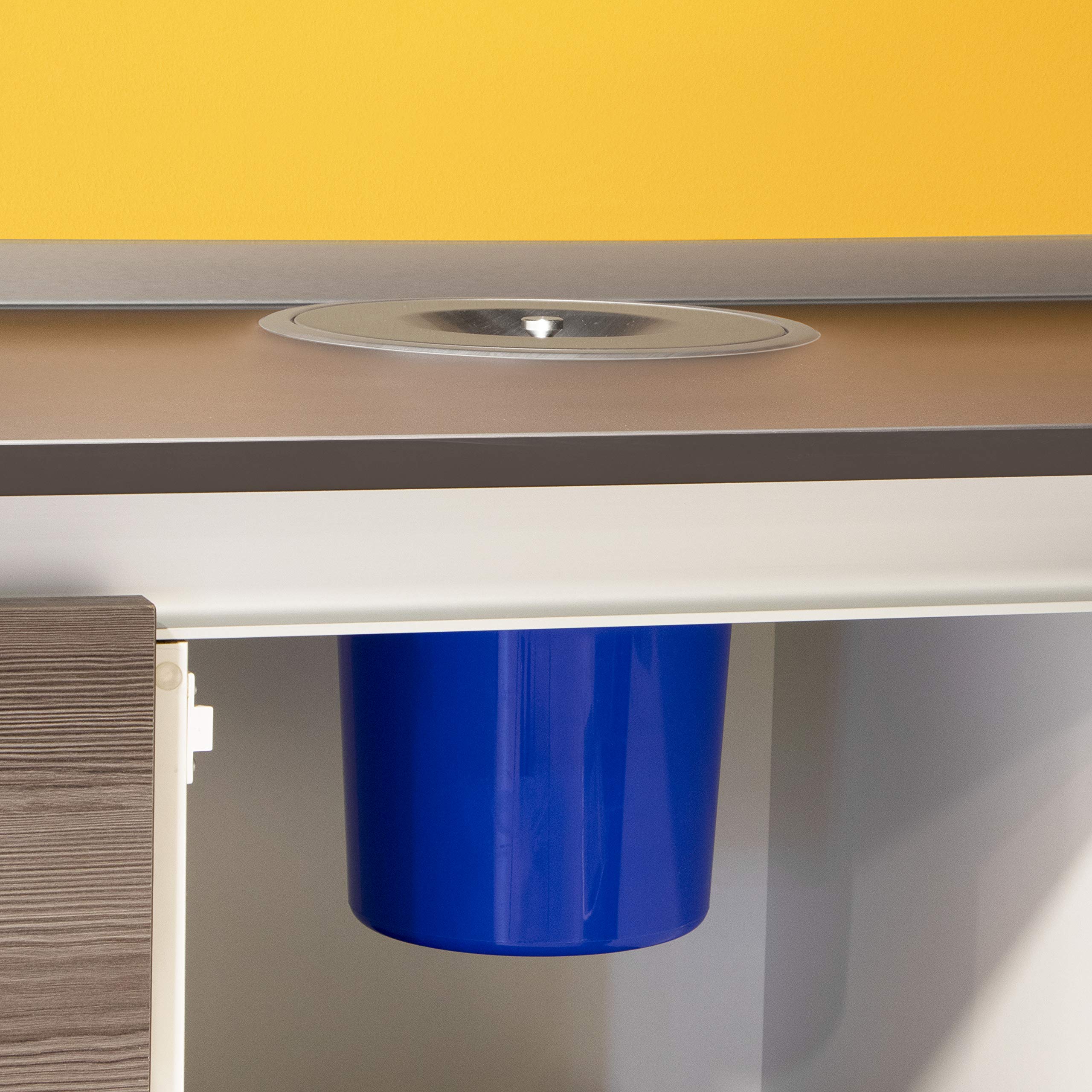 Emuca - Pattumiera da Incasso con Coperchio per Piano Cucina, Contenitore Estraibile Cucina 5L, Acciaio Inox.