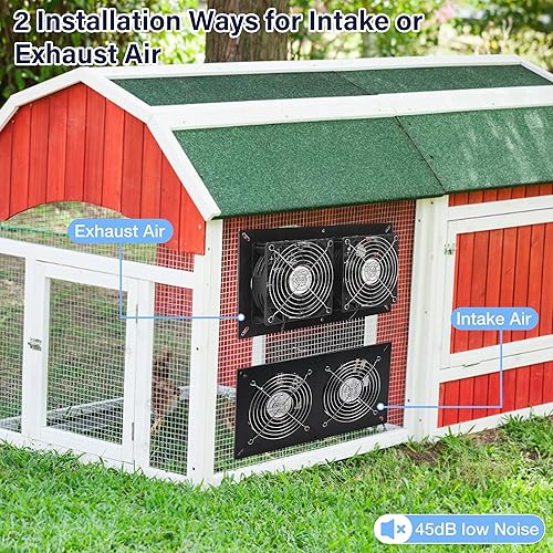 Miniatura 7 de Kit de ventilador alimentado por panel solar para invernadero, panel solar de 20 W + ventilador de escape doble de alta velocidad de 3500 RPM para