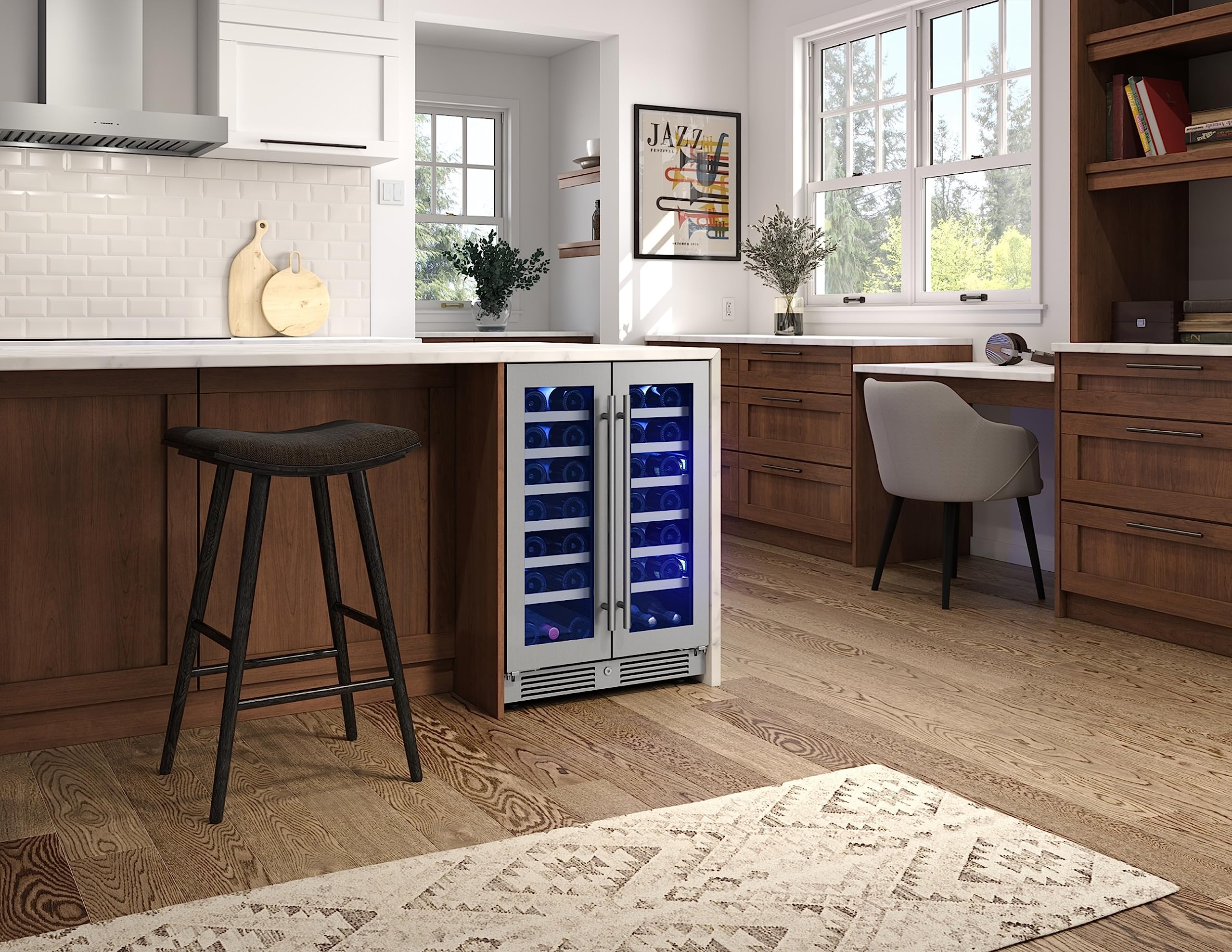Zephyr Prw24c32c Presrv 24 Inch Wide 42 Bottle Capacity Built-In/Free Standing Dual Zone Wine Cooler With 3-Color LED Lighting - Stainless Steel on Fridge.com - View 4