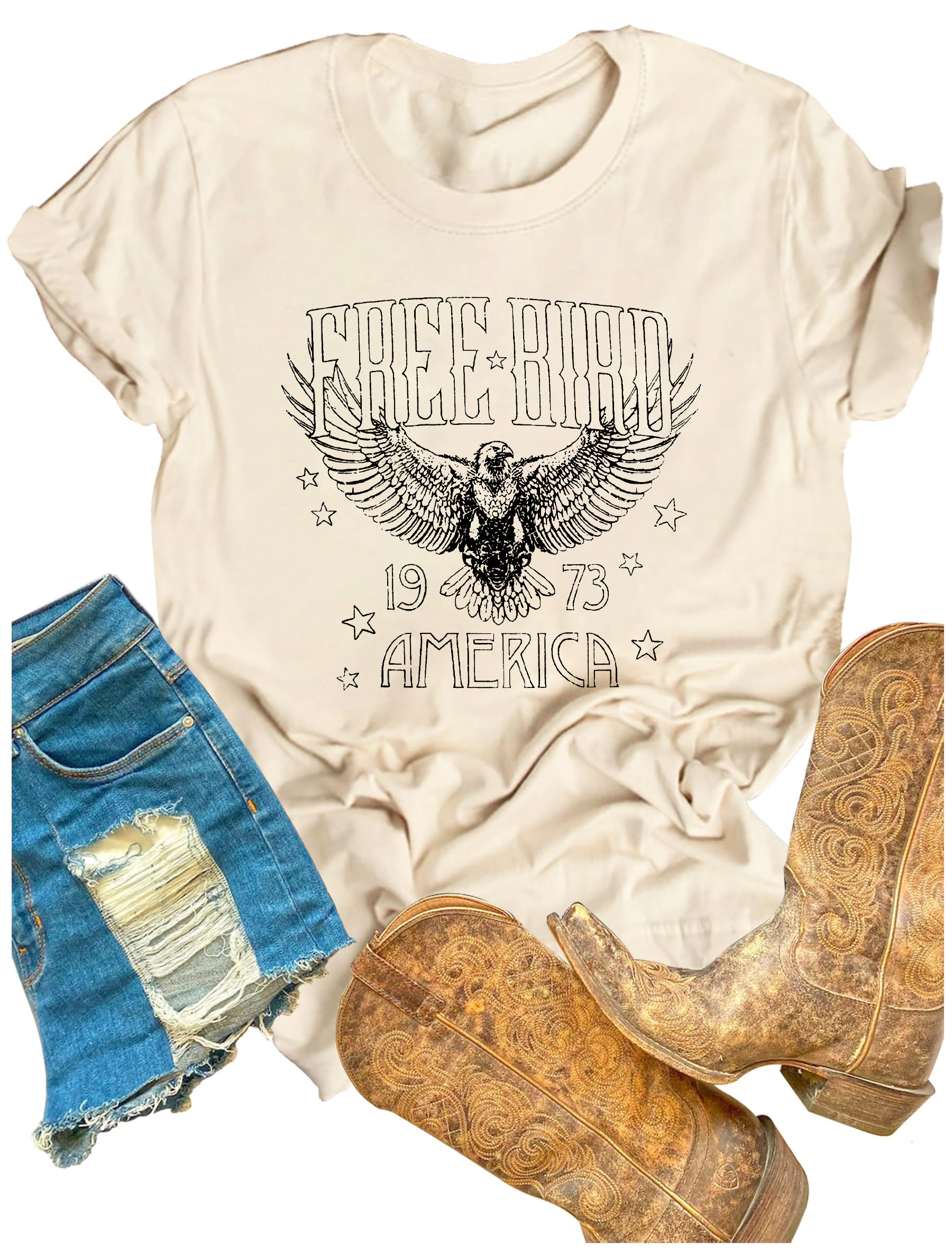 Amazon.com: Vintage Rock Band T-Shirt Woman Retro Bird Shirt