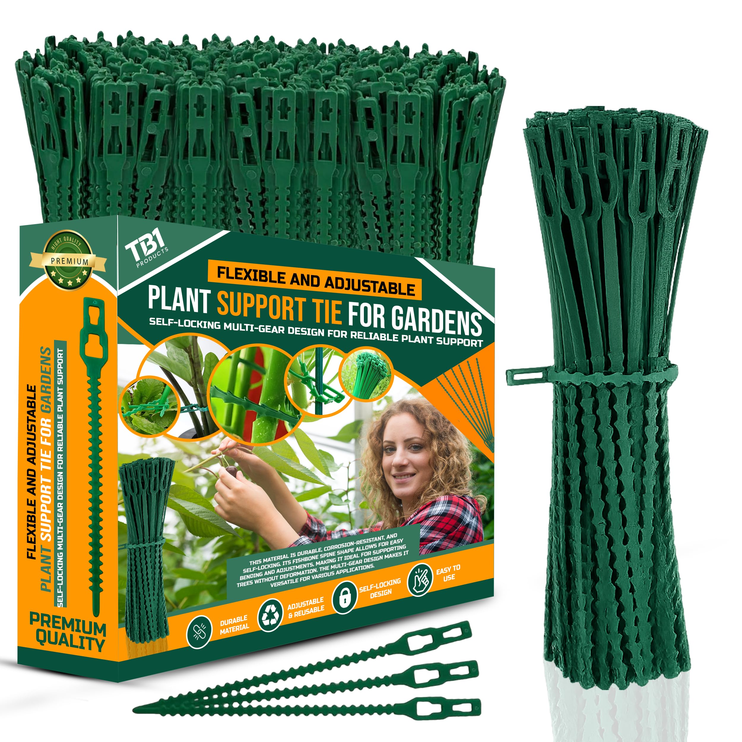 TB1 Products 400pcs Plant & Garden Twist Ties – 17cm Flexible Green Ties for Climbing Plants, Vines, Shrubs & More | Reusable, Durable Garden Support Ties for Indoor & Outdoor Use