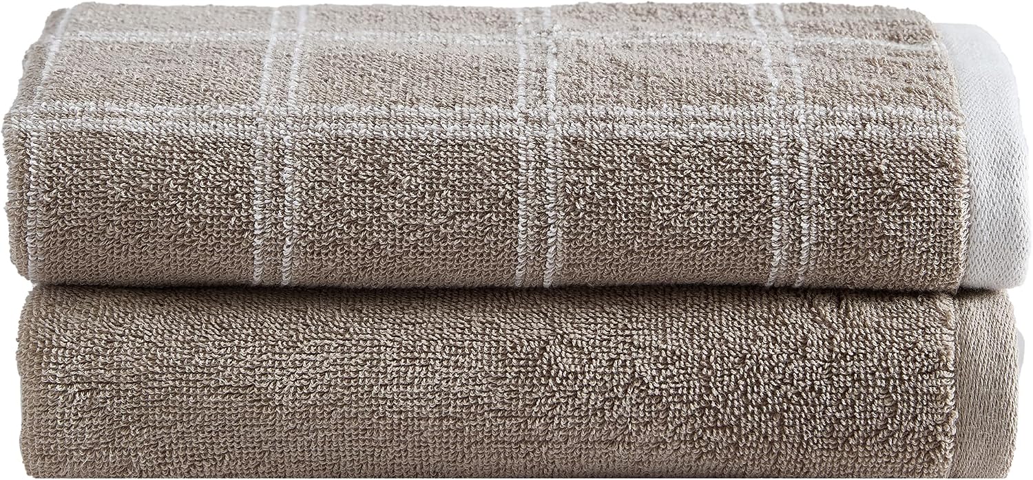 Indigo Ink 6-Piece Cotton Bath Towel Set, Taupe | 2 Bath Towels, 2 Hand Towels & 2 Washcloths for Face & Body | Medium Weight, 600 gsm | Durable & Absorbent | Neutral Bathroom Decor | Neece Collection