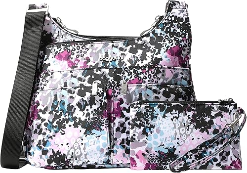 Baggallini Cross Over Crossbody Bag - Lightweight Water Resistant Travel Purse Black Cheetah, Black Zebra, Black/Sand, Gray, Grey Camo Print, Baggallini Cross Over Crossbody Bag - Lightweight Water Resistant Travel Purse Black Cheetah, Black Zebra, Black/Sand, Gray, Grey Camo Print,