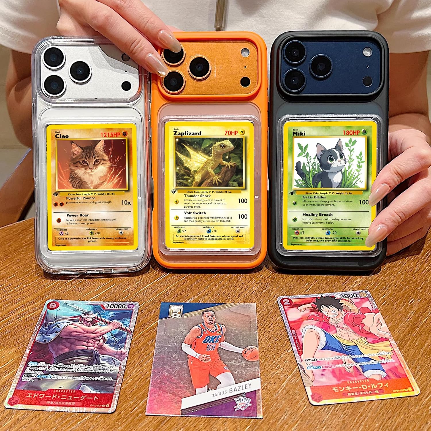 Card/Photo Display Phone Case for iPhone | TCG/Picture Display Top Loaders & Sleeves | Compatible Pokemon Cards, Sports, One Piece, Magic (Orange, iPhone 17 Pro Max)