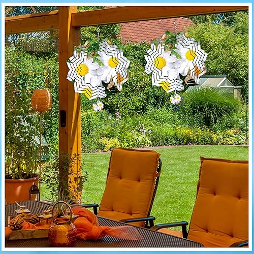 Miniatura 6 de Remerry 10 piezas de 10 pulgadas, hilandero de viento de sublimación en blanco 3D de aluminio alimentado por viento, escultura cinética colgante,