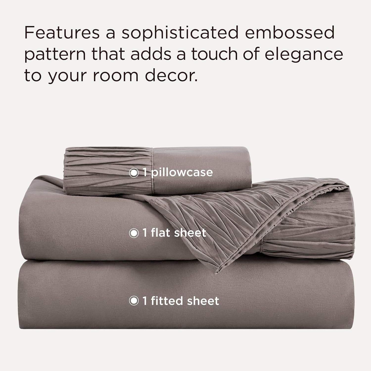 Bedsure Twin Sheets Set - 3 Pieces Soft Twin Bed Sheets - Breathable & Cooling - Hotel Luxury - Easy Care Polyester Microfiber Bedding for Women, Men, Taupe Gray thumbnail
