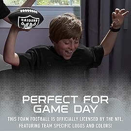 Franklin Sports NFL Las Vegas Raiders Football - Kids Foam Football - Soft Junior Size 8.5 Ball with 3D Logos - Perfect for Gameday + Tailgates