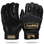 Franklin Sports MLB Pro Classic Baseball Batting Gloves Pair - Black/Gold - Adult XX-Large