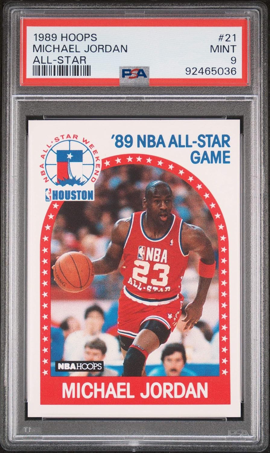 Graded 1989 Hoops Michael Jordan #21 All Star Basketball Card PSA 9 Mint