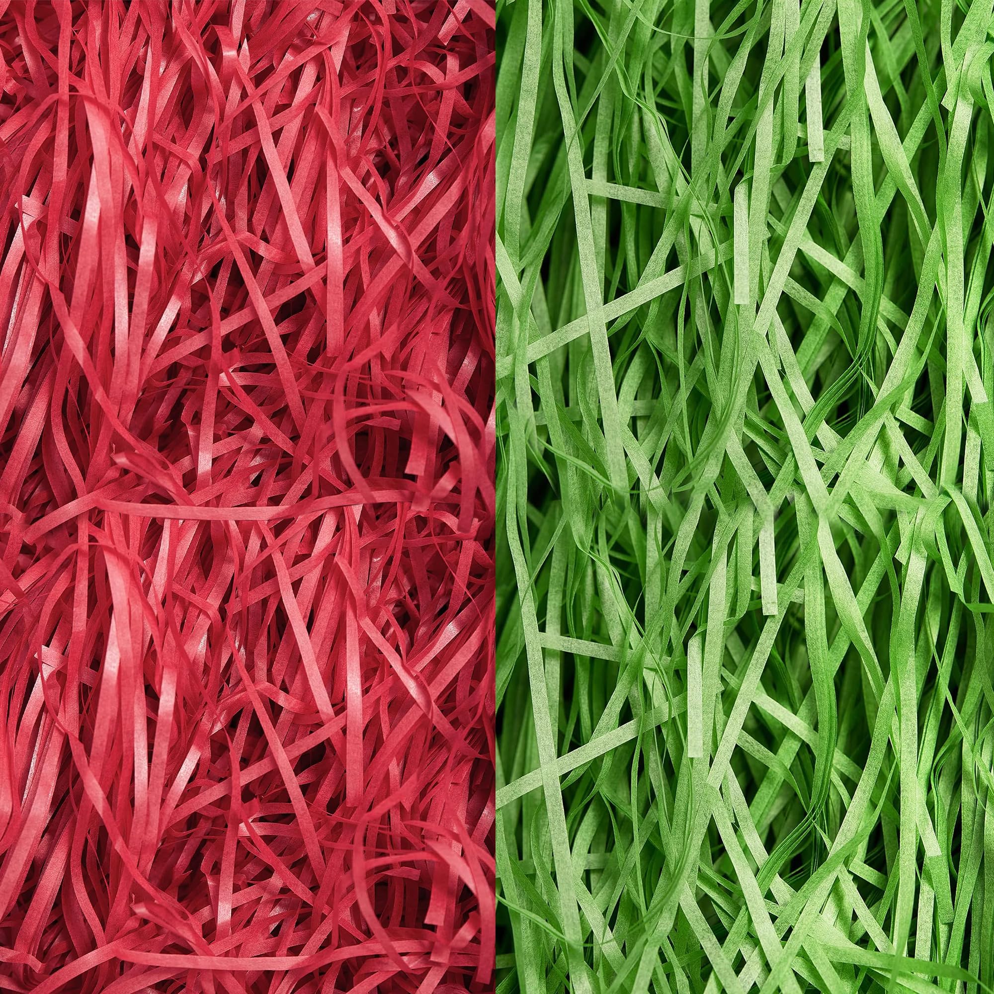 Trimming Shop 400gm Red & Green Shredded Tissue Paper, Decorative Gift Packaging Hamper Filler, Soft Dust free Paper Shreds for Hampers & Boxes Stuffing, Weddings, Birthday & Christmas Wrapping