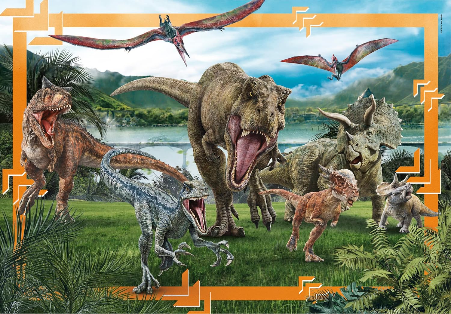 Clementoni - 23770 - Supercolor Puzzle - Jurassic World - 104 Maxi Pieces, Jigsaw Puzzle for Kids Age 4, Puzzle Cartoon, Made in Italy