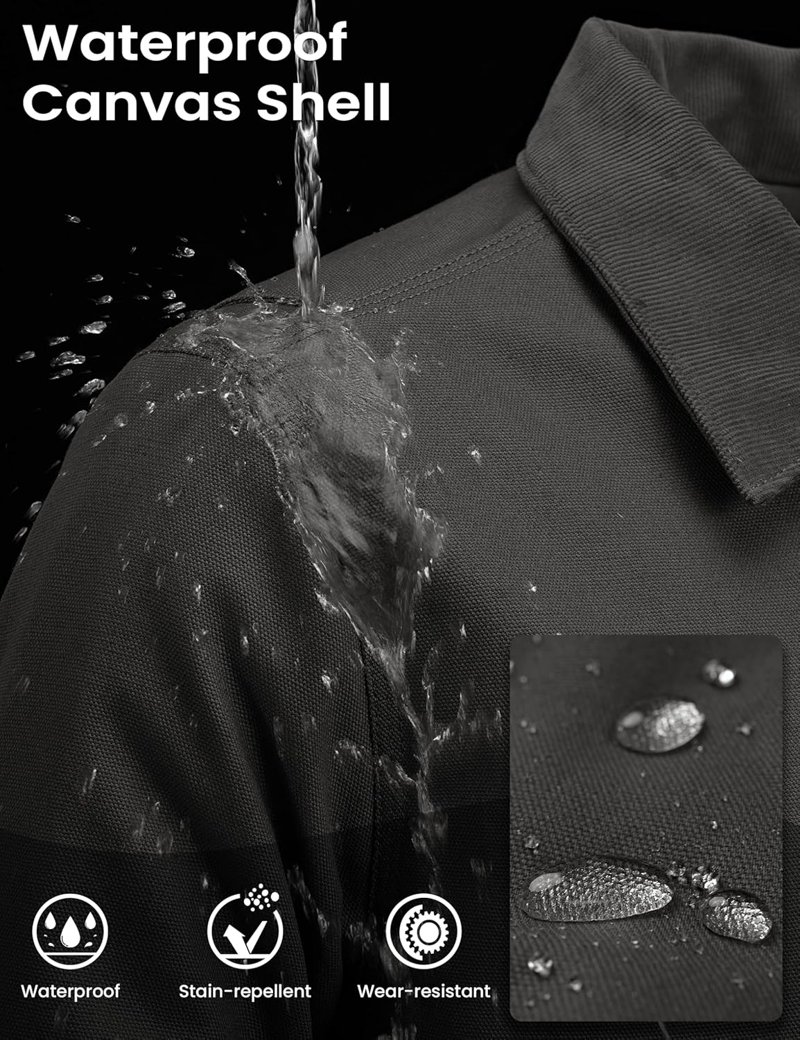 TACVASEN Mens Work Jackets Construction Duck Canvas Jacket Fleece Lined Sherpa Waterproof Warm Winter Heavy Coats - Image 4