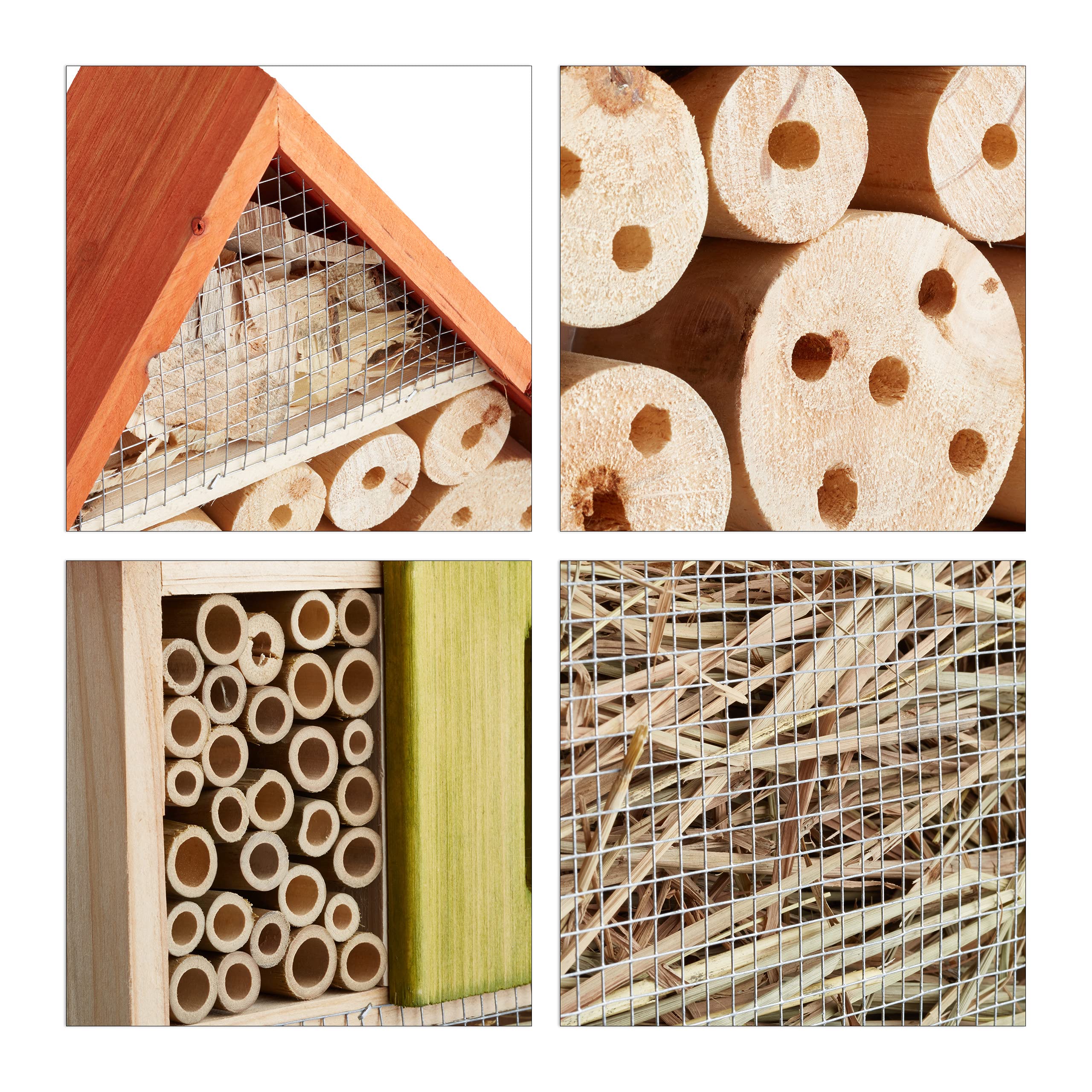 Relaxdays Insektenhotel für Schmetterlinge, Käfer, Bienenhaus zum Aufhängen, Balkon, HxBxT: 48,5 x 31 x 7 cm, Mehrfarbig