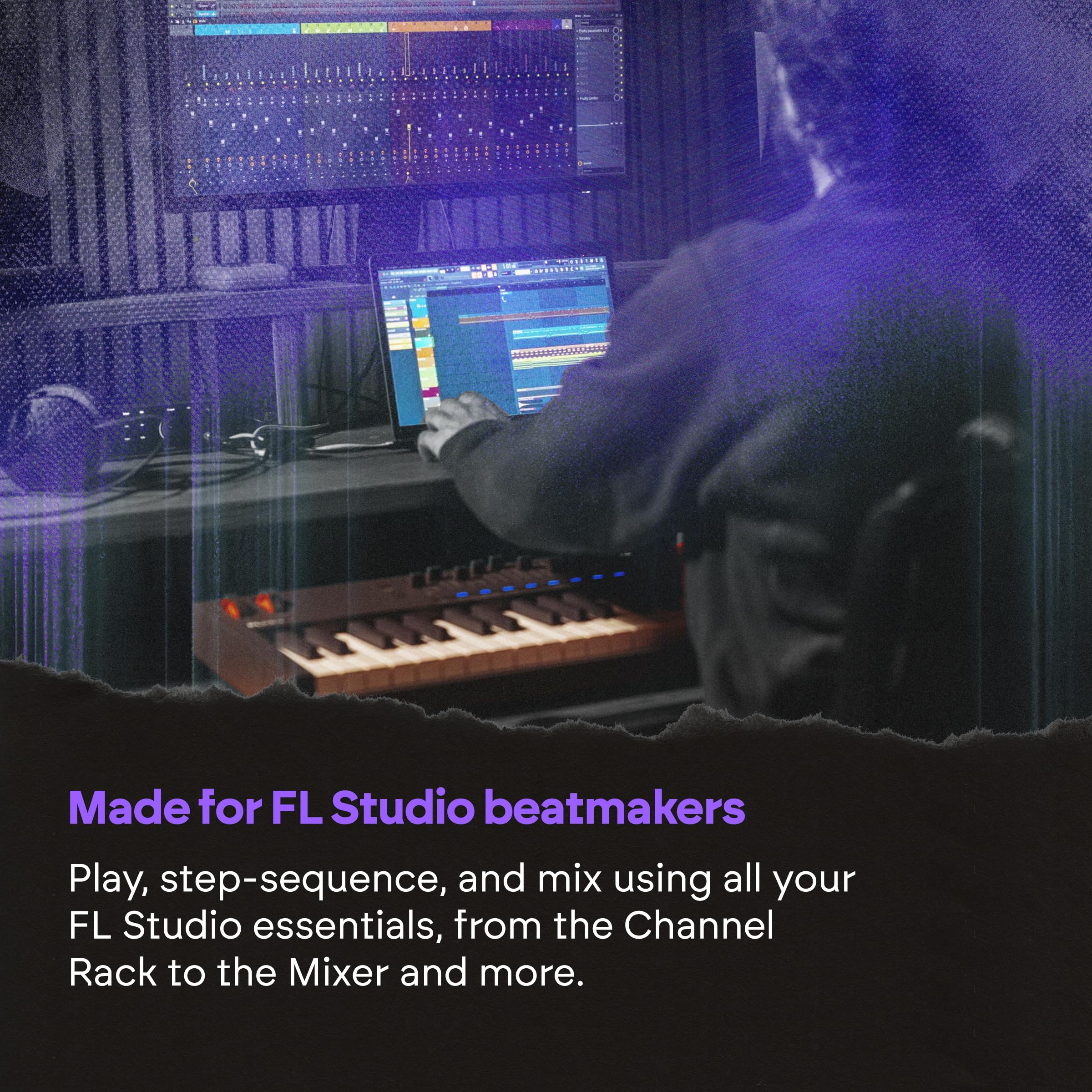 Novation FLkey 2 61 — Controller MIDI a tastiera con 61 tasti per FL Studio. Crea ritmi con tasti semipesati, USB, rotelle di pitch e modulazione, 16 drum pad, arpeggiatore e sei mesi di FL Studio