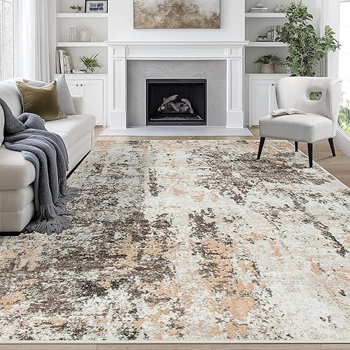 Miniatura 14 de Alfombras de área de 9 x 12 pies para sala de estar, lavables: Alfombra grande abstracta para comedor, dormitorio, alfombra antideslizante de 9 por
