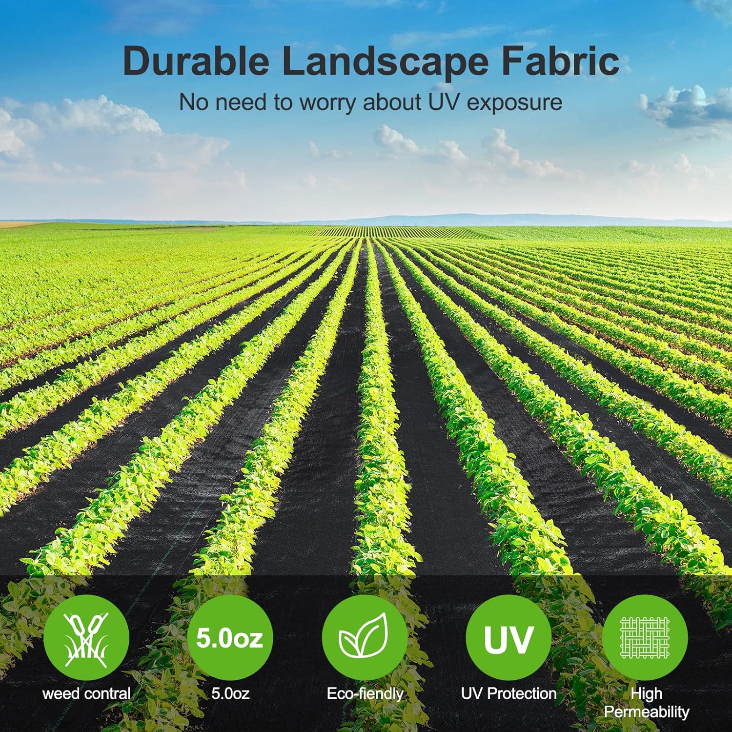 5oz Weed Barrier Landscape Fabric Heavy Duty, 3ft x 100ft Dual-Layer Premium Garden Landscaping Fabric, Ground Cover Weed Control Fabric Outdoor Weed Mat Garden Lawn Fabric