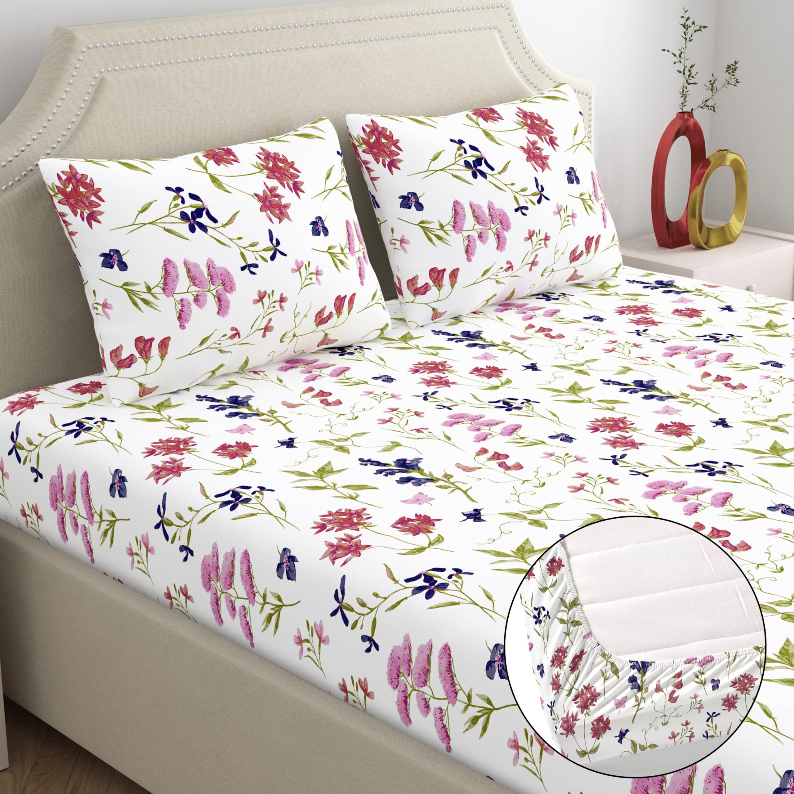 See full amazon price history chart for Home Ecstasy 100% Cotton King Fitted Bedsheet with 2 Pillow Covers, 140 TC Floral White for King Bed (6ft X 6.5ft) Home Ecstasy 100% Cotton King Fitted Bedsheet with 2 Pillow Covers, 140 TC Floral White for King Bed (6ft X 6.5ft) (B0D1VLCZLL) Amazon Price History, Amazon Price Tracker