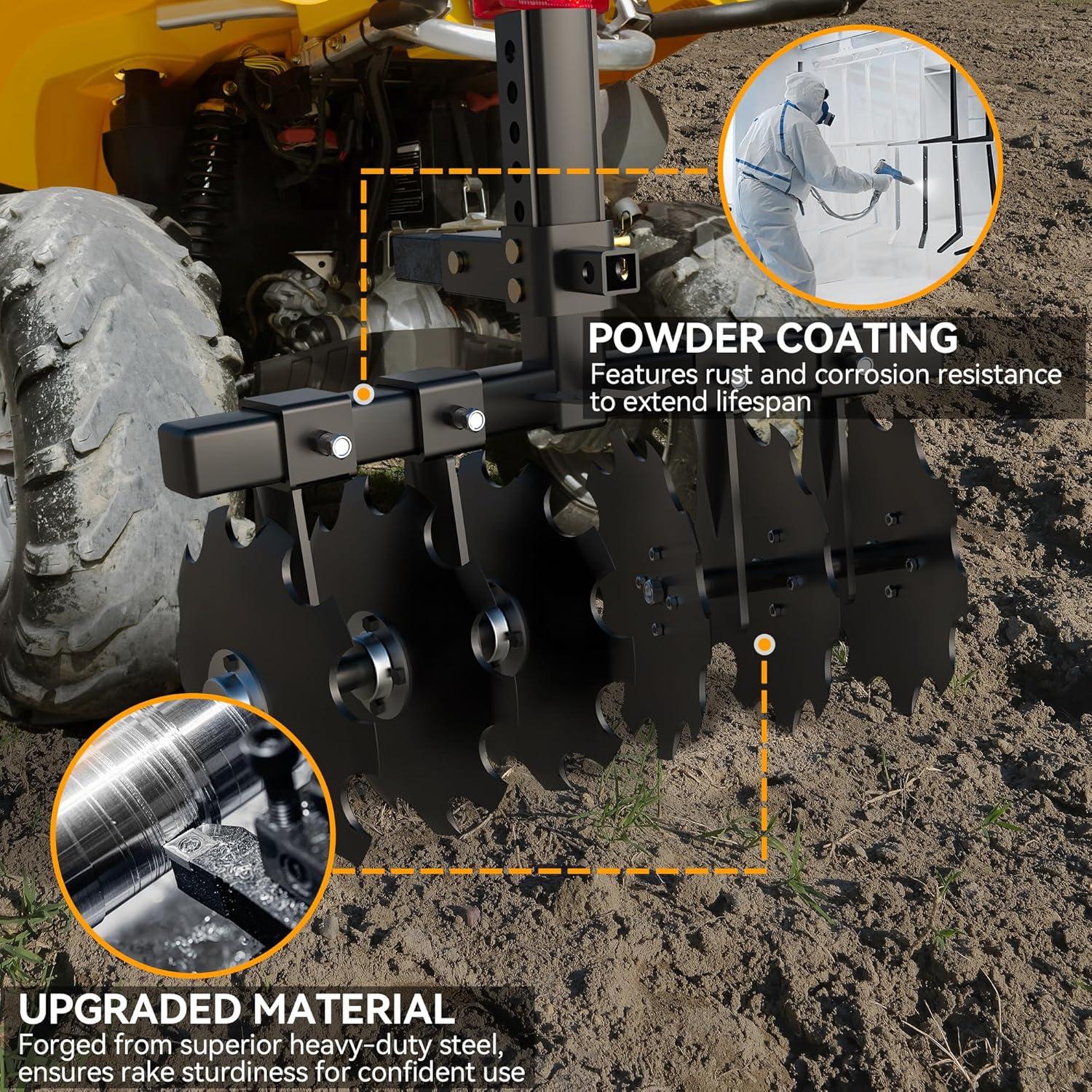 YINTATECH 28" Tractor Disc Plow Harrow with 2" Receiver, Pull Behind Tiller for ATV, Black