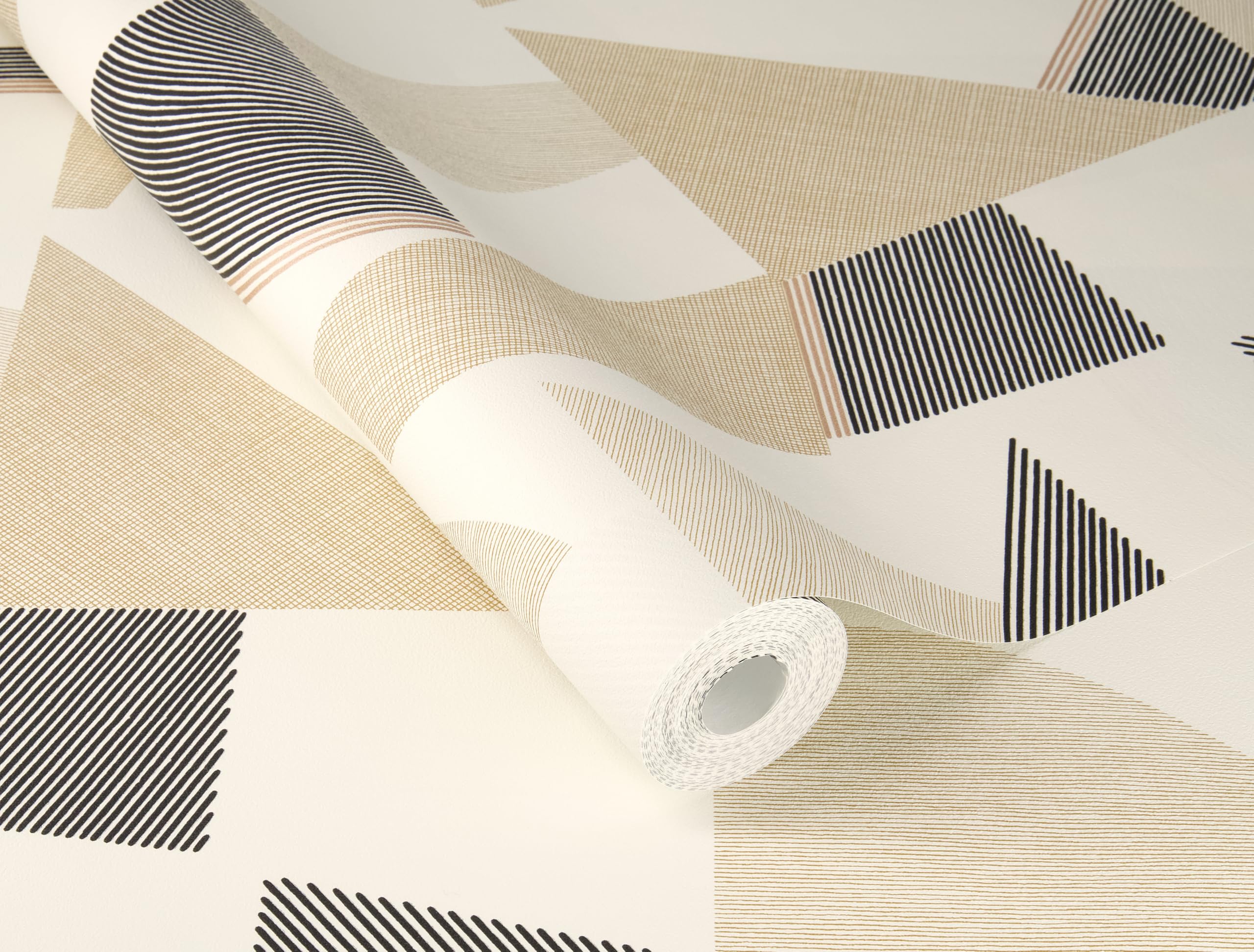 Rasch Tapeta z włókniny w stylu retro – abstrakcyjna tapeta winylowa geometryczna w kolorze kremowym do nowoczesnego mieszkania – wytrzymała i zmywalna – 10,05 m x 0,53 m