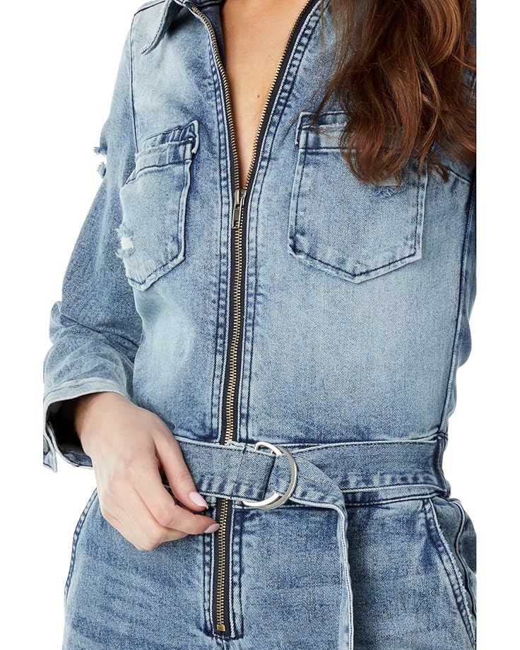 KUT from the Kloth Rachel-Zip-Up Denim Romper w/ Patch Pockets in Medium Wash - #3 of 3