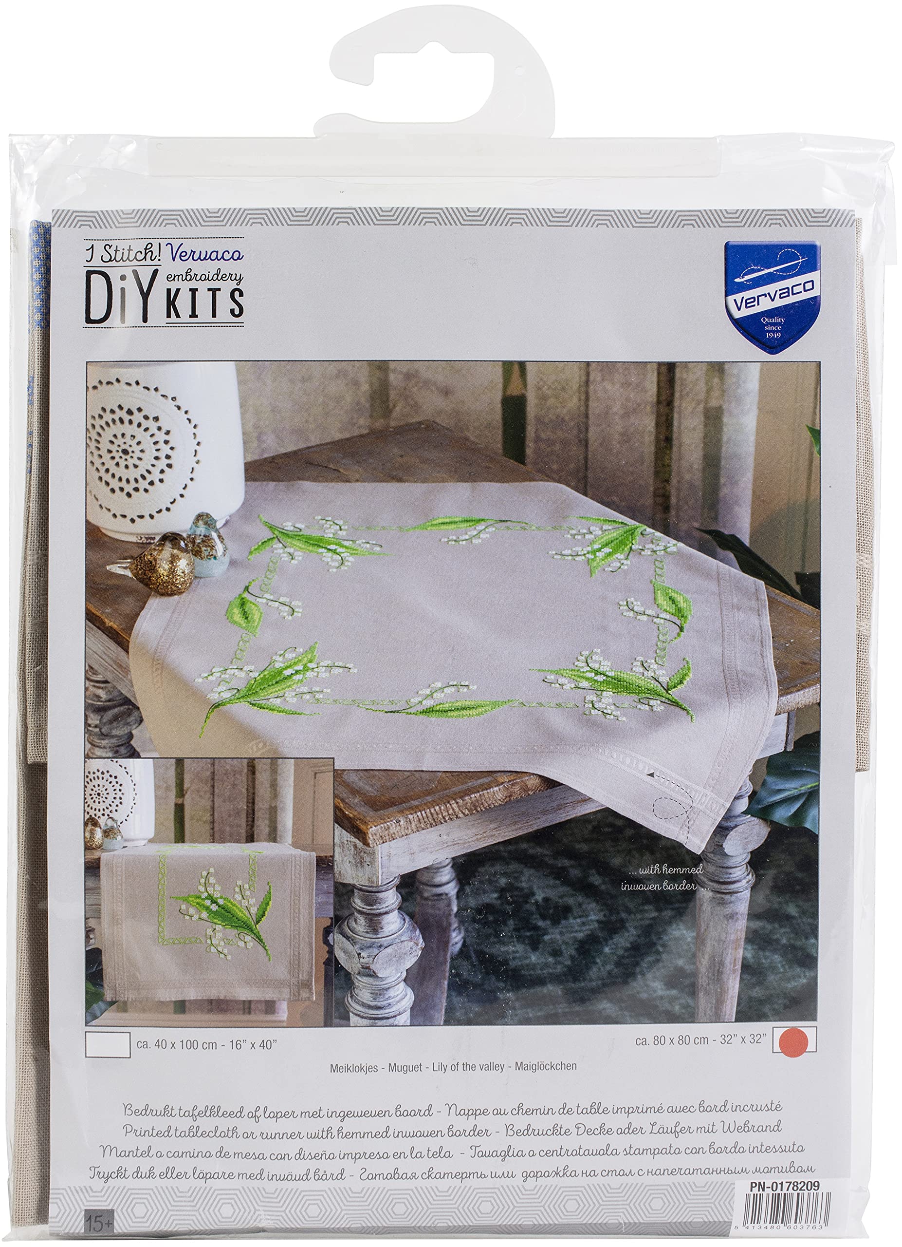 Kit broderie nappe muguet en coton de qualité